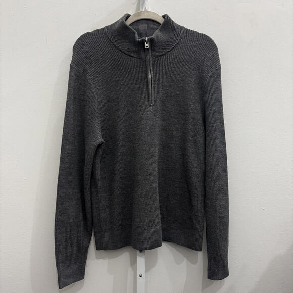 Abercrombie & Fitch Other - Abercrombie & Fitch Charcoal Gray Merino Wool Blend Half-Zip Sweater